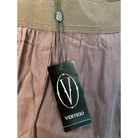 Vertigo Ruched Ankle Pants Womens XS Belgium Truffle Brown Elastic Waist NWT - Picture 6 of 9
